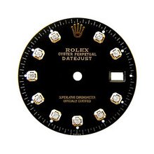 Rolex Datejust Midsize Aftermarket Diamond Dial, Black, Yellow Gold
