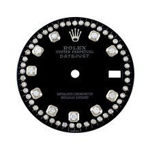 Rolex Datejust Midsize Aftermarket Diamond String Dial, Black, White Gold