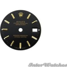 Rolex Dials Black Ladies Stick Markers 18k Yellow Gold