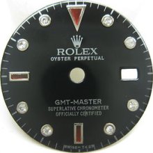 Rolex Gmt Master Serti Black Dial Diamonds And Rubies For Stainless Steel