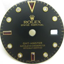 Rolex Gmt Master Serti Dial Black With Diamonds & Rubies For 18kgold Or Two Tone