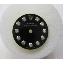 Rolex Ladies Oyster Perpetual Diamond Dial Shinny Black For Stainless Steel