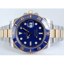 ROLEX - Mens 40mm 18kt Gold & Stainless Ceramic Submariner - Blue Index Dial - 116613