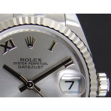 ROLEX - Mid-Size 31mm 18kt White Gold & Stainless Datejust - Silver Roman Dial - 178274