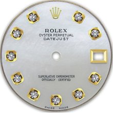 Rolex Mid Size Datejust 2tone White Mop Mother Of Pearl Dial With Diamond Accent