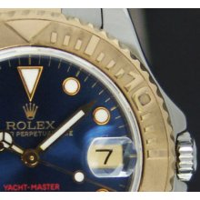 ROLEX - MidSize 18kt Gold & SS Blue YachtMaster 168623