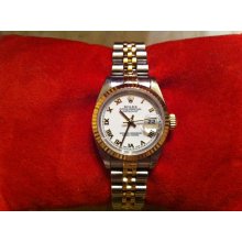 Rolex Oyster Perpetual Datejust 2002 18k Gold Ladies Watch