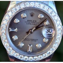 Rolex S/s Midsize Datejust Watch Diamond Dial Bezel '11