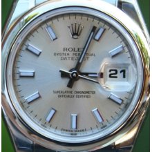 Rolex Steel Ladies Datejust Watch Warranty Box & Papers Silver Dial Scrambl 2012