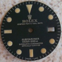 Rolex Submariner Wristwatch Dial Refinished 27 Mm. In Diameter