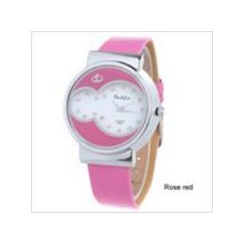 Rose Red - Chic Quartz Watch with Rhinestones Decor for Lady