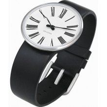 Rosendahl Mens Arne Jacobsen Analog Stainless Watch - Black Leather Strap - White Dial - RD-43432
