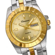 Rousseau Ladies Madison Two-tone Strap Gold Tone Dial