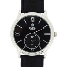 Royal London Gents Black Dial Seconds Subdial Black Leather Strap Watch 41045-02