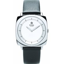 Royal London Women's Quartz Watch With Silver Dial Analogue Display And Black Leather Strap 20130-01