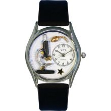 Science Teacher Black Leather And Silvertone Watch #S0640013