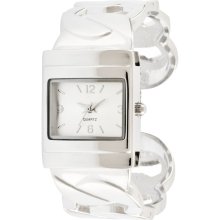 sears Ladies Dress Watch w/Square ST Case, Silver Dial and ST Chain Link Bangle Band