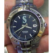 Seattle Mariners Fossil Three Hand Date Watch Mens