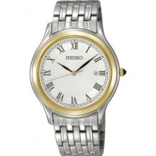 SEIKO Mens Two-Tone White Dial Bracelet Watch #SKK706P1