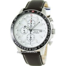 Seiko Pilot's Solar Alarm Chronograph Flightmaster Ssc013p1 Mens Watch