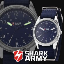 Shark Army Nylon Analog Stainless Steel Case Men Military Sport Quartz Watch