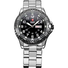 Shark Army Waterproof Date Day Analog Men's Quartz Sport Wrist Watch Silver Gbh