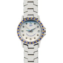 Sigma Gamma Rho 3-Letter Austrian Crystal Ladies Watch [Silver]