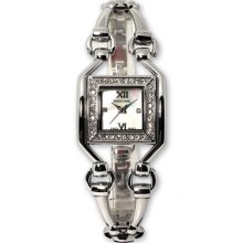 Simon Chang Ladiesip-Plated Cz Bezel Mop Dial 28X22Mm Watch XWA3418