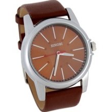 SINOBI 9362 Round Dial PU Leather Band Men's Analog Wrist Watch (Brown)