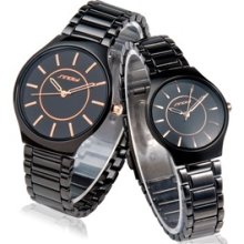 Sinobi 9442 Analog Quartz Couple Watches (Black)