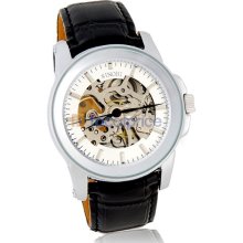 SINOBI Stylish PU Leather Band Wrist Watch (White)