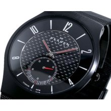 Skagen 805xltbb Black Titanium Case, Carbon Dial, Mesh [men's Watch]