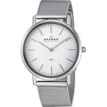 Skagen Silver Dial Stainless Steel Mesh Mens Watch 18lssc