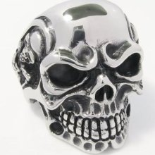 Skull Skeleton Mens Ring Big Heavy Stainless Steel 1cf