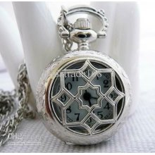 Small Stainless Steel Color Stars Pocket Watch Necklace Vintage Tend