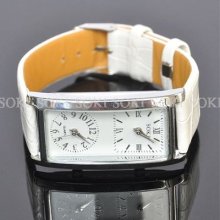 Soki Womens White Double Time Analog Quartz Ladies Wrist Leather Watch W36