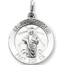 Solid Sterling Silver Saint St Jude Thaddeus Medal Small Round