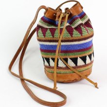 southwest woven leather crossbody bag
