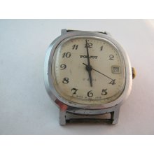 Soviet mens watch Poljot . Vintage watch Ussr 80s White
