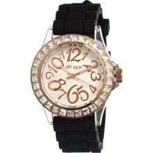 St. Tropez Ladies Watch with Black Band and Gold Case ...
