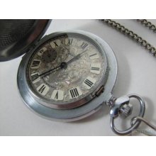 Stainless Steel Molnija Pocket Watch Cccp Soviet Union 1941-1945 Ussr Russia