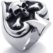 Stainless Steel Spade Ace Skull Mens Ring Size 8,9,10,11,12,13,14,15 Du21421