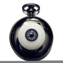 Steampunk Black Pocket Watch Mirror Glass Eye Eyeball Gothic Necklace or Chain Fob