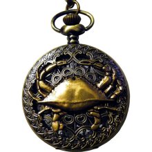 Steampunk Pocket Watch Retro Victorian Gothic Style Crab Necklace or Chain Fob Goth