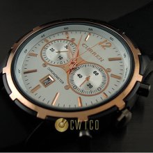 Steel Water Elegant Quartz Hours Hand Date Black Rubber Men Wrist Watch Wt152
