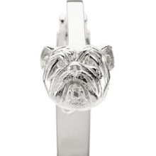 Sterling Silver Bulldog Heart U Back Bangle Bracelet