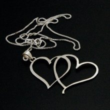 Sterling Silver Double Heart Necklace love heart Pendant with box style 925 sterling silver chain necklace