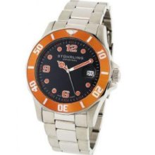Stuhrling Original 158.331157 Mens Clipper Swiss Quartz Stainless Steel Bracelet Black Dial