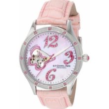 Stuhrling Original 196SW.1115A9 Stainless Steel Case with Pink Mother-of-Pearl Dial and Pink Alligator Embossed Genuine Leather Strap