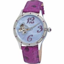 Stuhrling Original 196SW.1115Q78 Ladies Audrey Automatic Stainless Steel Case with Purple Mother of Pearl Dial on Purple Leather Strap